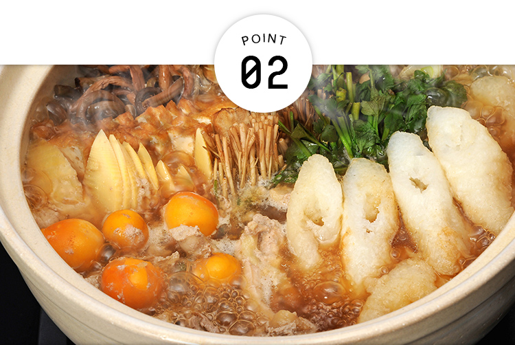 ポイント2 日本三大美味鶏の1つ！比内地鶏のきりたんぽ鍋